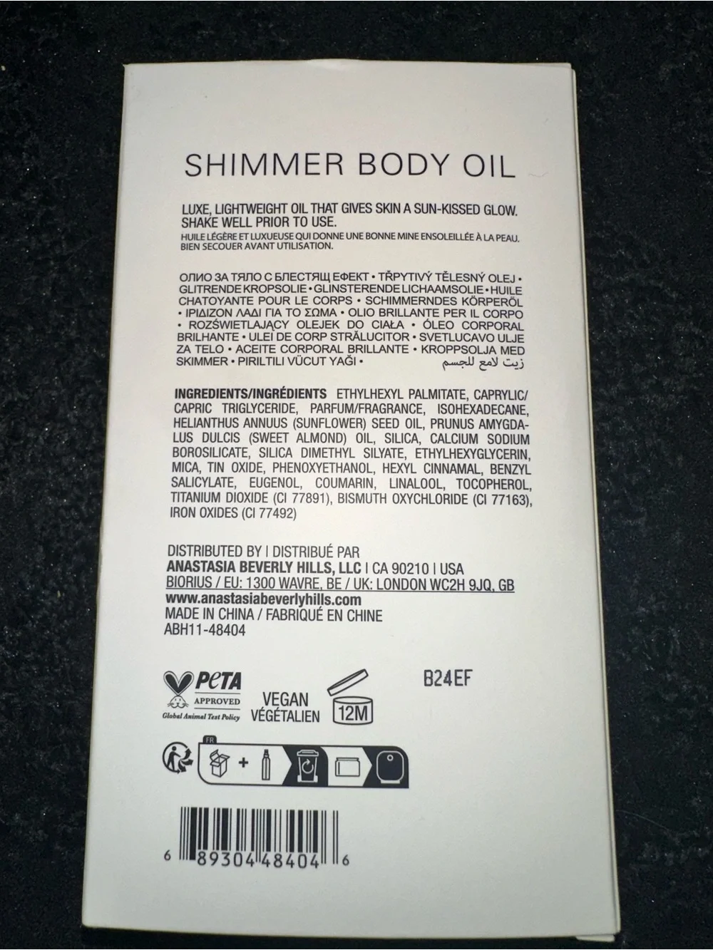 Anastasia Beverly Hills Shimmer Body Oil- white diamond